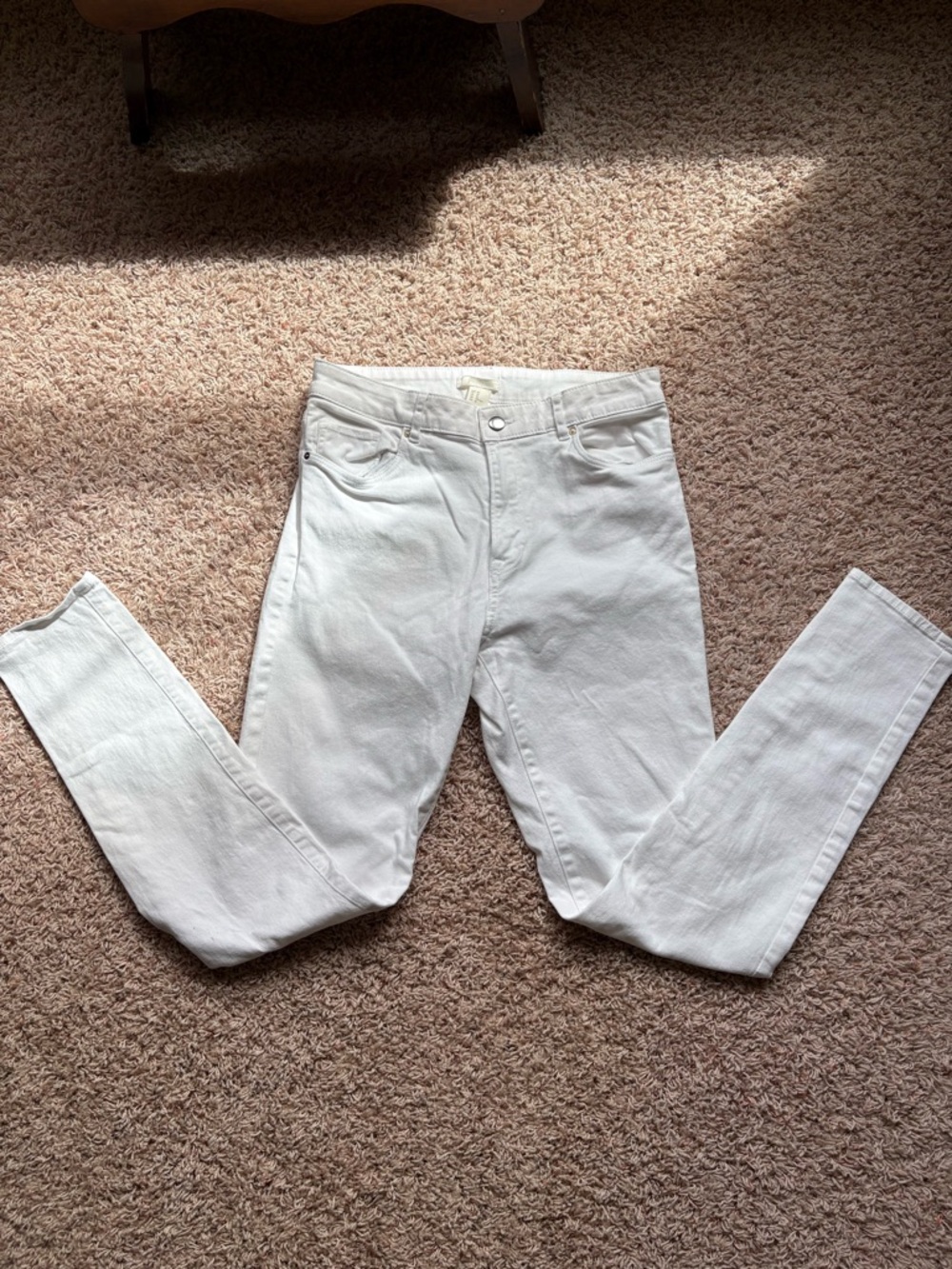 H&M White Denim High-Rise Jeans